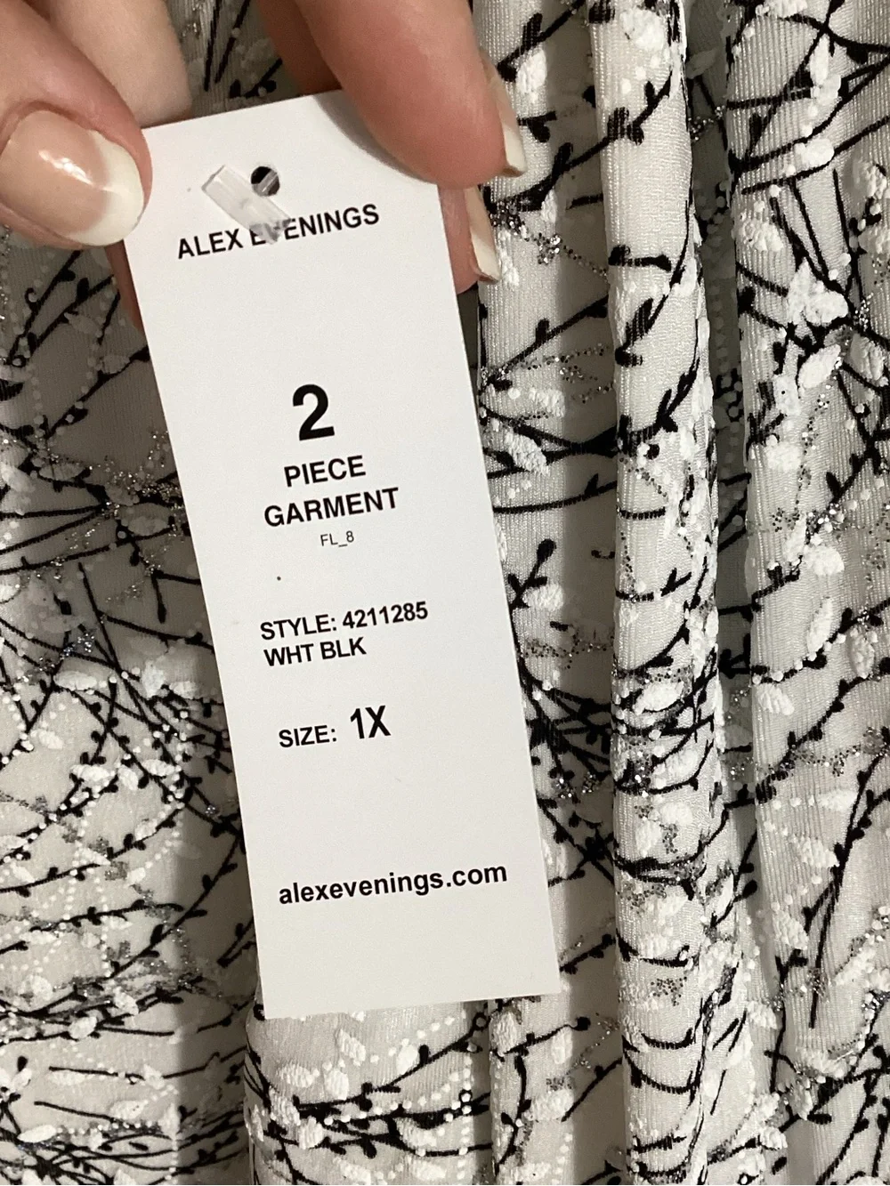 Alex Evenings Plus Mandarin Neck Glitter Twin Set 1X